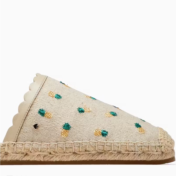 ♠️kate spade Rosie Pineapple Embroidered Canvas Flat Mules Slide NIB - Picture 4 of 8